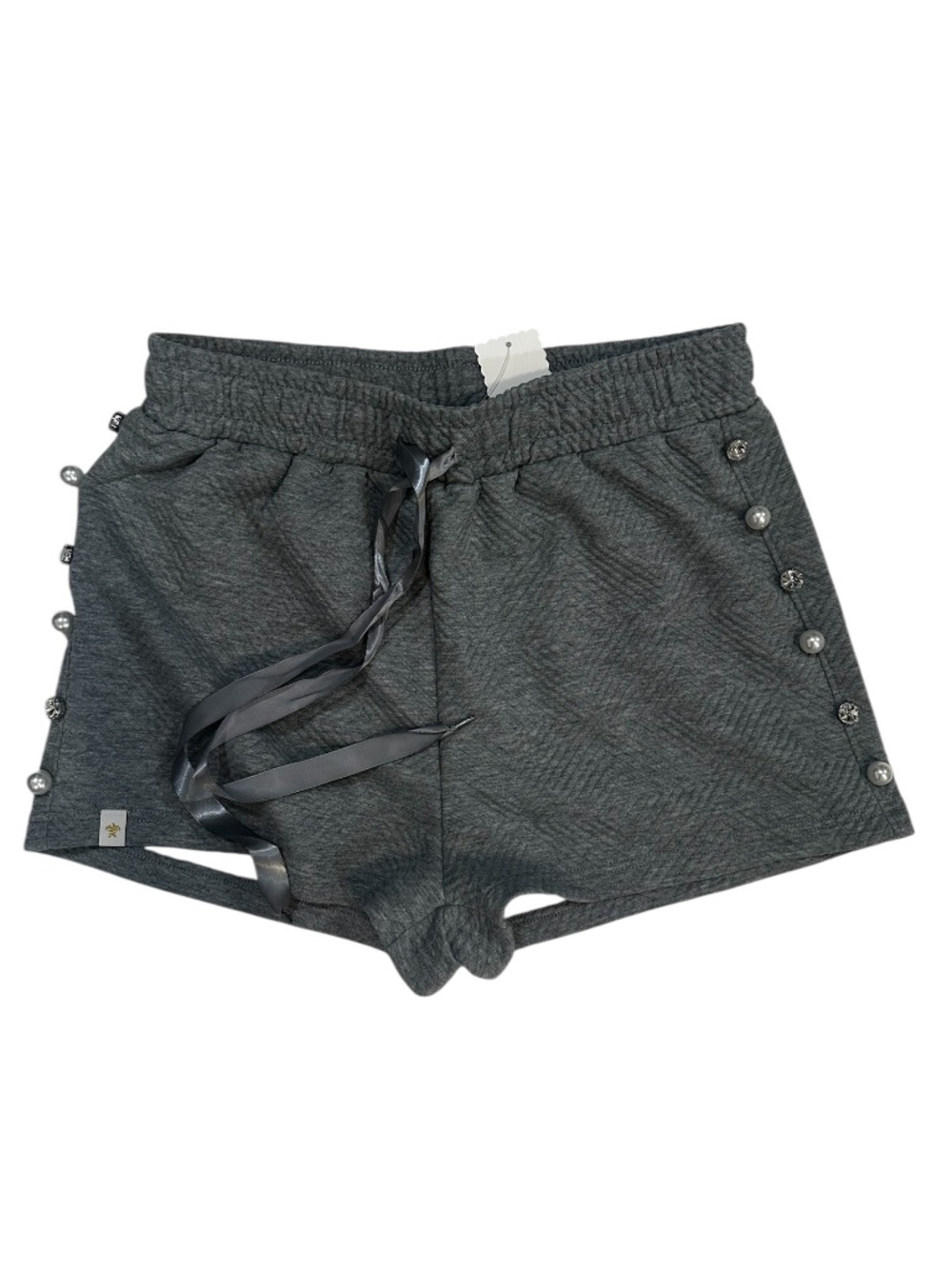 simply southern heather grey quilted jeweled shorts